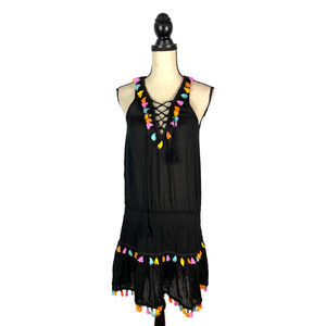 COOL CHANGE Black Tassel Boho Bohemian Dress      Size:  XS